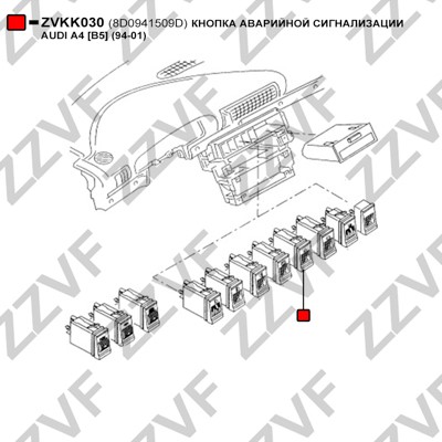 Brytare, varningsblinkers Zzvf ZVKK030 ZZVF