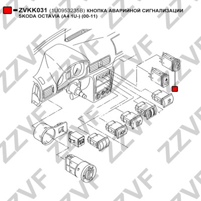 Brytare, varningsblinkers Zzvf ZVKK031 ZZVF