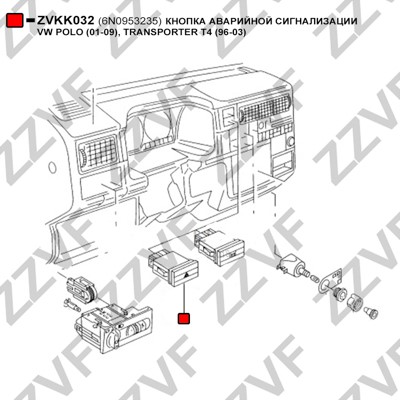Brytare, varningsblinkers Zzvf ZVKK032 ZZVF