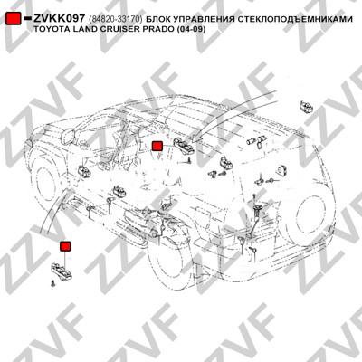 Brytare, fönsterhiss, Fram, Förarsida Zzvf ZVKK097 ZZVF