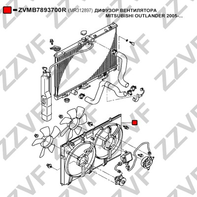 Lock, fläkthus (motorkylning) Zzvf ZVMB7893700R ZZVF