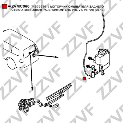 Spolarpump, Bak Zzvf ZVMC060 ZZVF