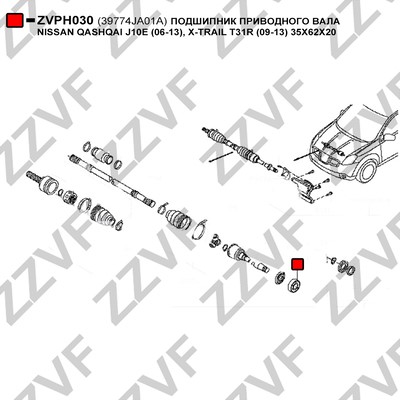 Drivaxellager Zzvf ZVPH030 ZZVF Drivaxellager Zzvf ZVPH030 ZZVF