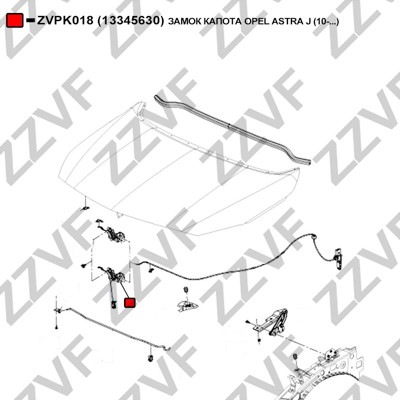 Motorhuvslås Zzvf ZVPK018 ZZVF