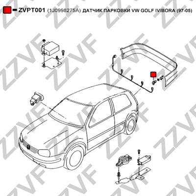 Sensor, parkeringshjälp, Bak, Fram eller bak, Tvåsidig Zzvf ZVPT0 ZZVF