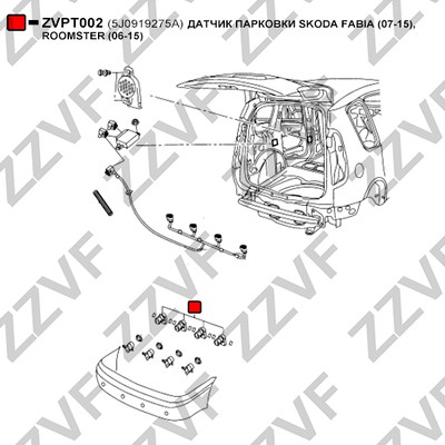 Sensor, parkeringshjälp, Bak, Tvåsidig Zzvf ZVPT002 ZZVF Sensor, parkeringshjälp, Bak, Tvåsidig Zzvf ZVPT002 ZZVF