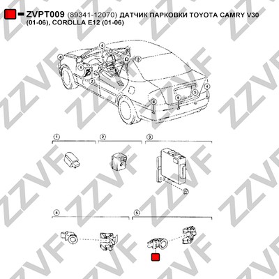 Sensor, parkeringshjälp, Bak Zzvf ZVPT009 ZZVF