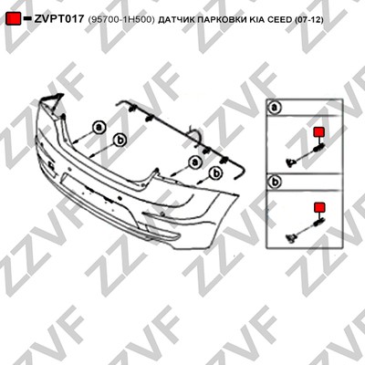 Sensor, parkeringshjälp, Fram Zzvf ZVPT017 ZZVF