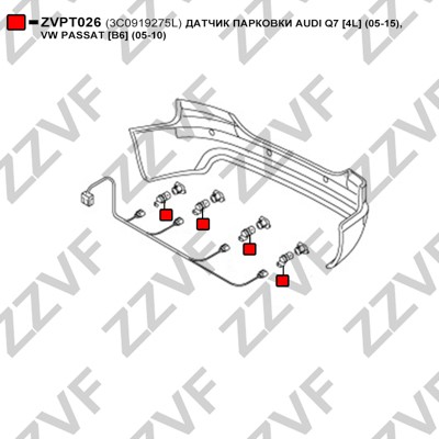 Sensor, parkeringshjälp, Fram, Bak, Inre, Ytter, Tvåsidig, Mitt Z ZZVF