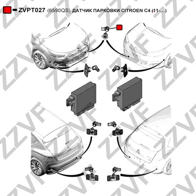 Sensor, parkeringshjälp, Fram, Bak, Ytter, Inre, Fram eller bak,  ZZVF