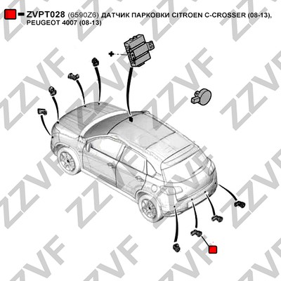 Sensor, parkeringshjälp, Bak Zzvf ZVPT028 ZZVF