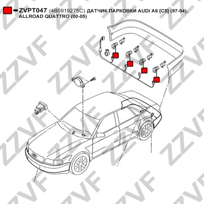 Sensor, parkeringshjälp, Bak, Tvåsidig Zzvf ZVPT047 ZZVF Sensor, parkeringshjälp, Bak, Tvåsidig Zzvf ZVPT047 ZZVF