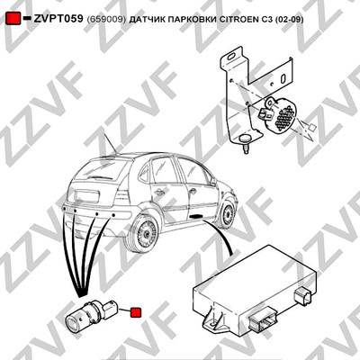Sensor, parkeringshjälp, Fram, Bak, Tvåsidig Zzvf ZVPT059 ZZVF Sensor, parkeringshjälp, Fram, Bak, Tvåsidig Zzvf ZVPT059 ZZVF