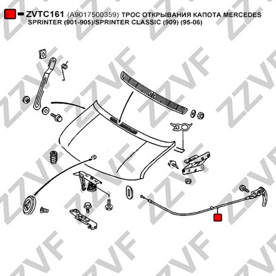 Vajer, motorhuv Zzvf ZVTC161 ZZVF Vajer, motorhuv Zzvf ZVTC161 ZZVF