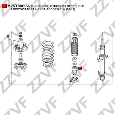 Genomslagsgummi, stötdämpare, Framaxel Zzvf ZVTM017A ZZVF