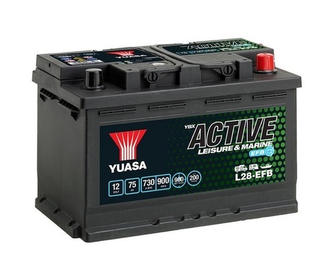 Yuasa EFB Fritidsbatteri 12V, 75Ah, 730A, 900MCA, 900Wh Yuasa L28 YUASA