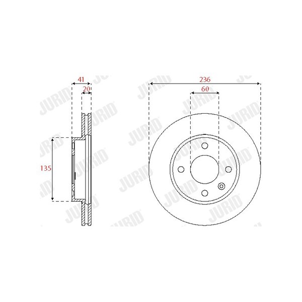 Bromsskiva Ventilerad, Framaxel Jurid Premier 563252JC JURID
