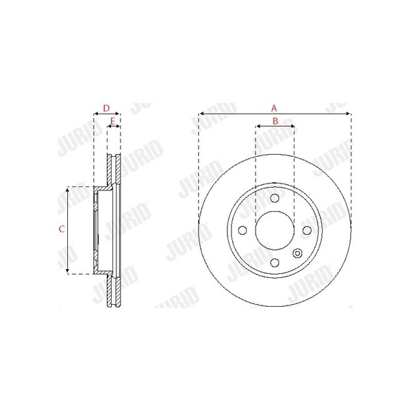 Bromsskiva Ventilerad, Framaxel Jurid Premier 563252JC JURID