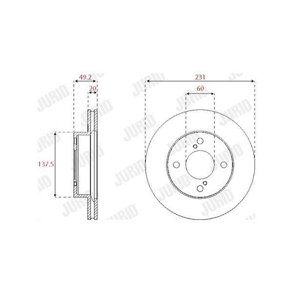 Bromsskiva Ventilerad, Framaxel Jurid Premier 563253JC JURID