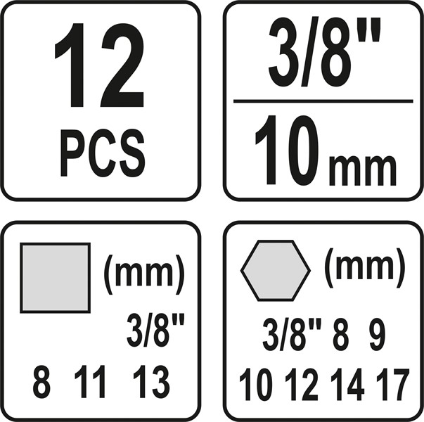 Oljeavtappningsnyckel 12pcs, Universal Yato