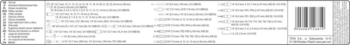 Hylsnyckelsats 94pcs 1/2" L, Universal Yato