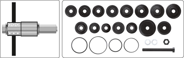 Monteringsverktygssats, hjulnav/hjullager 21 pcs, Universal