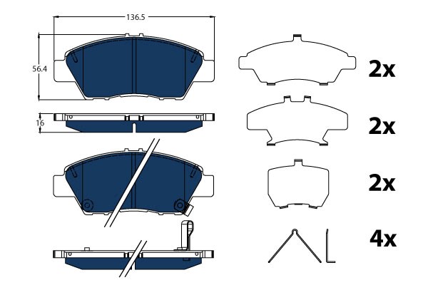 Bromsbeläggsats, Framaxel Trw Electric blue GDB3493BTE TRW