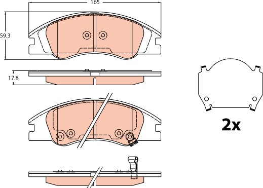 Bromsbeläggsats, Framaxel Trw GDB3635 TRW