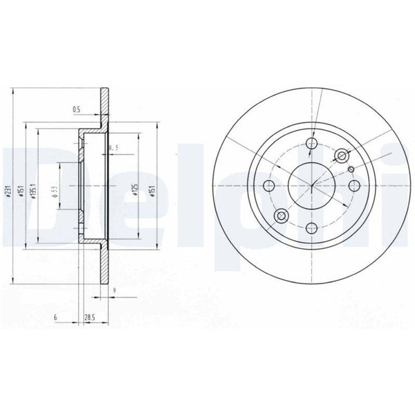 Bromsskiva Solid, Bakaxel Delphi BG2803 DELPHI