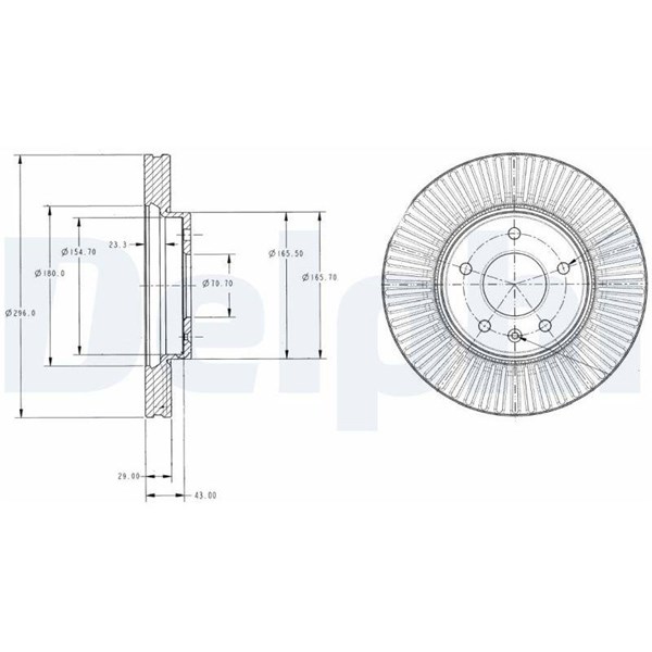 Bromsskiva Ventilerad, Framaxel Delphi BG4092C DELPHI