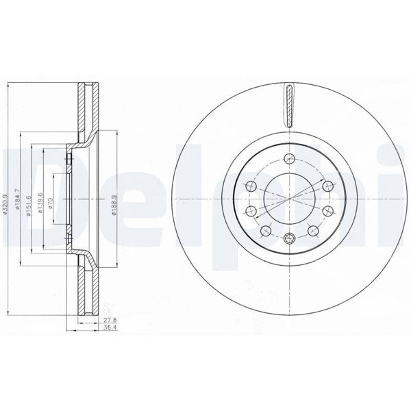 Bromsskiva Ventilerad, Framaxel Delphi BG4185C DELPHI