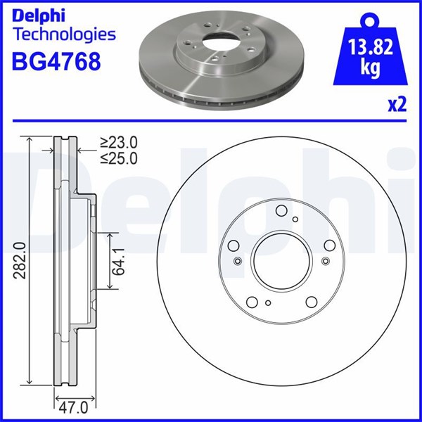 Bromsskiva Ventilerad, Framaxel Delphi BG4768 DELPHI
