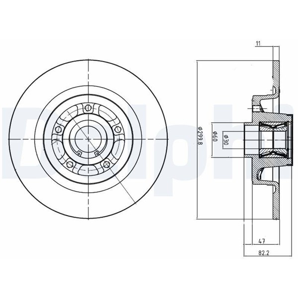 Bromsskiva Solid, Bakaxel Delphi BG9027RS DELPHI