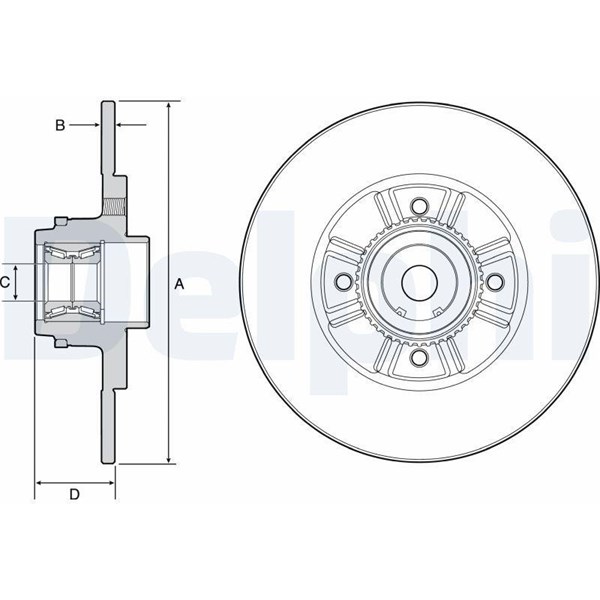 Bromsskiva Solid, Bakaxel Delphi BG9114RS DELPHI