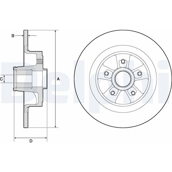 Bromsskiva Solid, Bakaxel Delphi BG9136RSC DELPHI