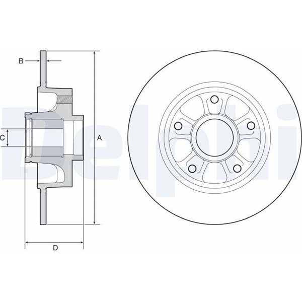 Bromsskiva Solid, Bakaxel Delphi BG9230RSC DELPHI