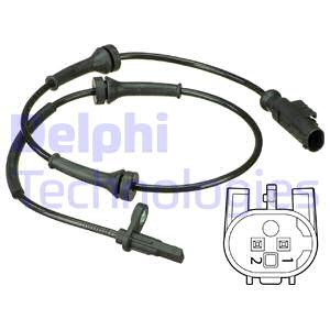 ABS-givare, Sensor, hjulvarvtal, Bakaxel, Höger, Vänster Delphi S DELPHI