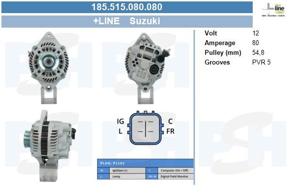 Generator 12V 80A Bv psh 185.515.080.080 BV PSH