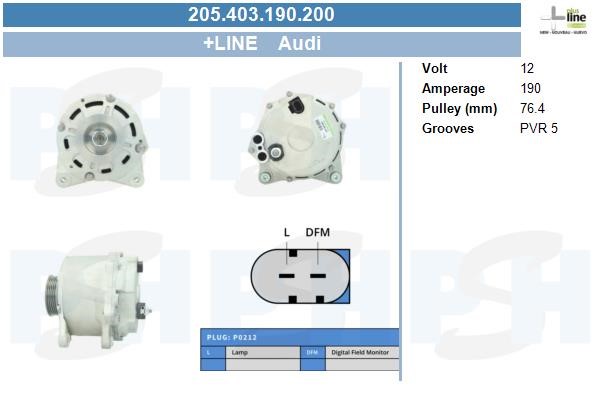 Generator 12V 190A Bv psh 205.403.190.200 BV PSH
