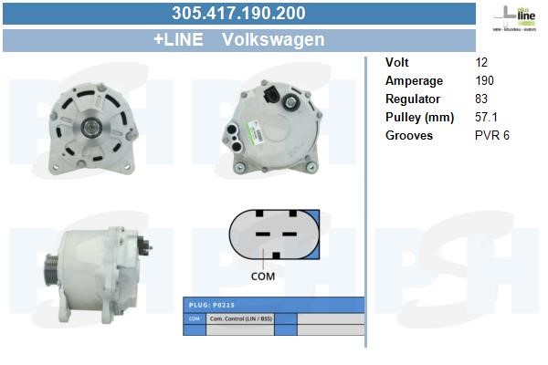 Generator 12V 190A Bv psh 305.417.190.200 BV PSH