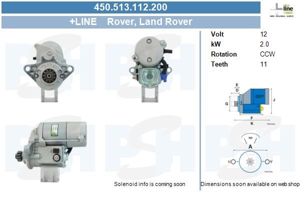 Startmotor 12V Bv psh 450.513.112.200 BV PSH
