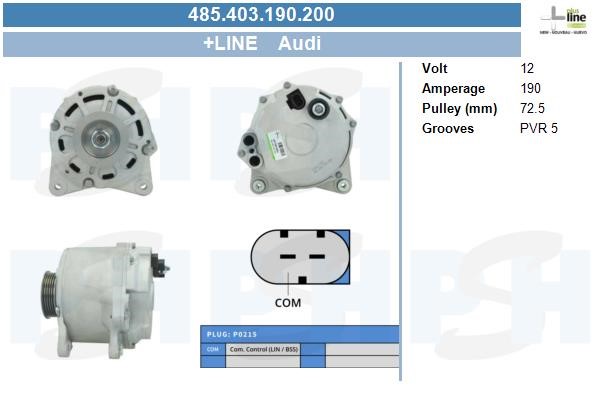 Generator 12V 190A Bv psh 485.403.190.200 BV PSH
