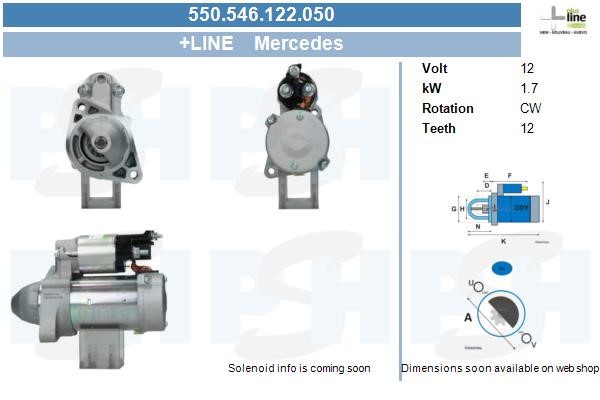 Startmotor 12V Bv psh 550.546.122.050 BV PSH