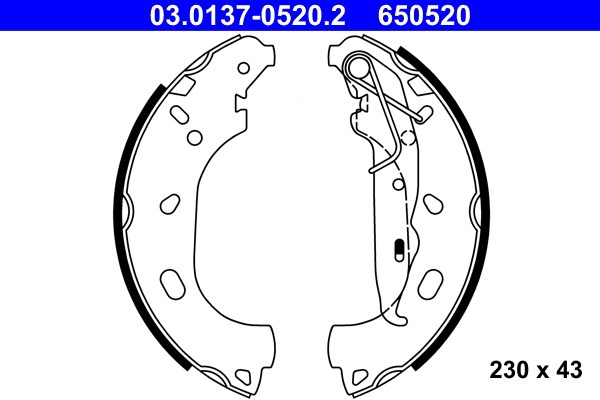 Bromsbackar, sats, Bakaxel Ate 03.0137-0520.2 ATE
