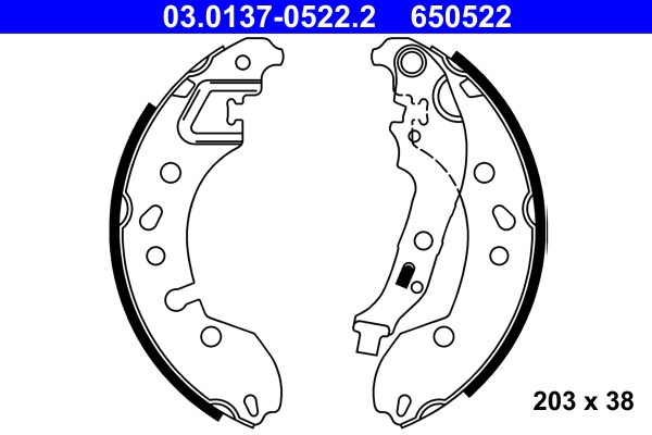 Bromsbackar, sats, Bakaxel Ate 03.0137-0522.2 ATE