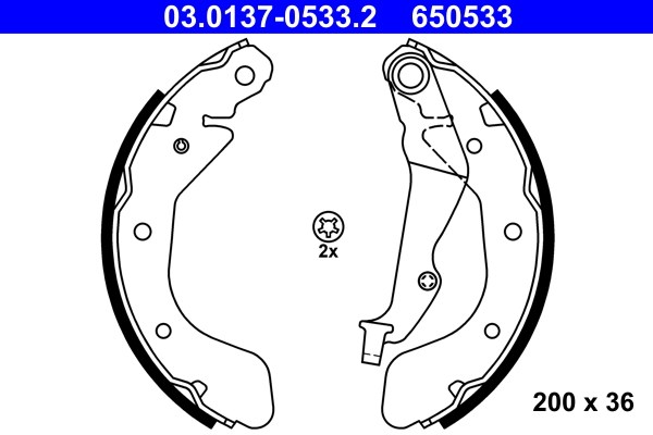 Bromsbackar, sats, Bakaxel Ate 03.0137-0533.2 ATE