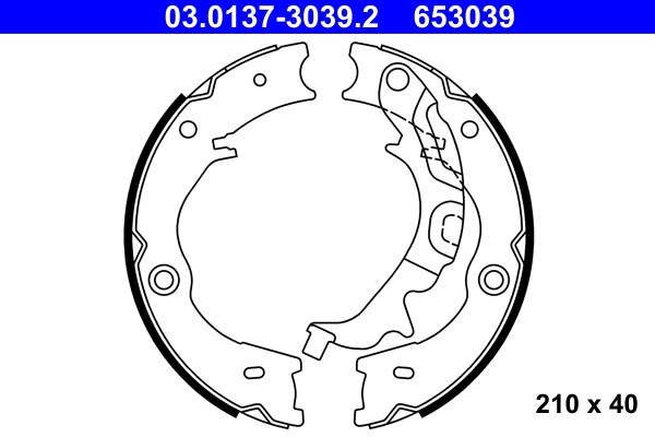 Bromsbackar, sats, parkeringsbroms, Bakaxel Ate 03.0137-3039.2 ATE