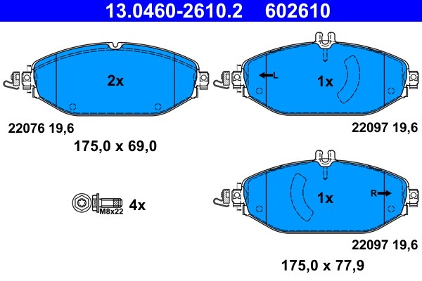 Bromsbeläggsats, Framaxel Ate 13.0460-2610.2 ATE Bromsbeläggsats, Framaxel Ate 13.0460-2610.2 ATE