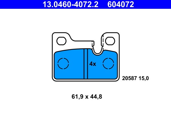 Bromsbeläggsats, Bakaxel Ate 13.0460-4072.2 ATE