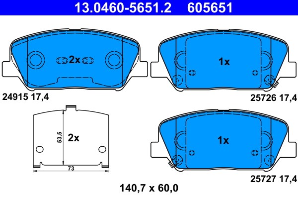 Bromsbeläggsats, Framaxel Ate 13.0460-5651.2 ATE
